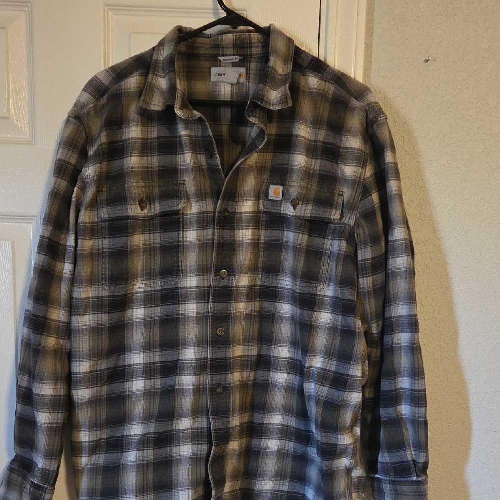 Carhartt Men's Casual Plaid Shirt - Black and Tan